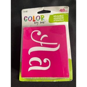 Plaid Color By Me 48pc Reusable Adhesive Stencils Fantasy Letters 4914E NEW